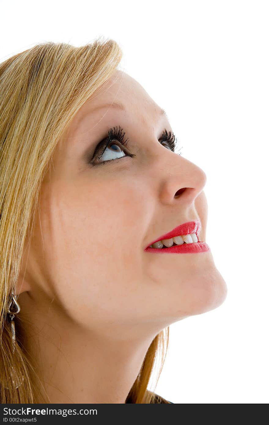 Portrait woman on white background