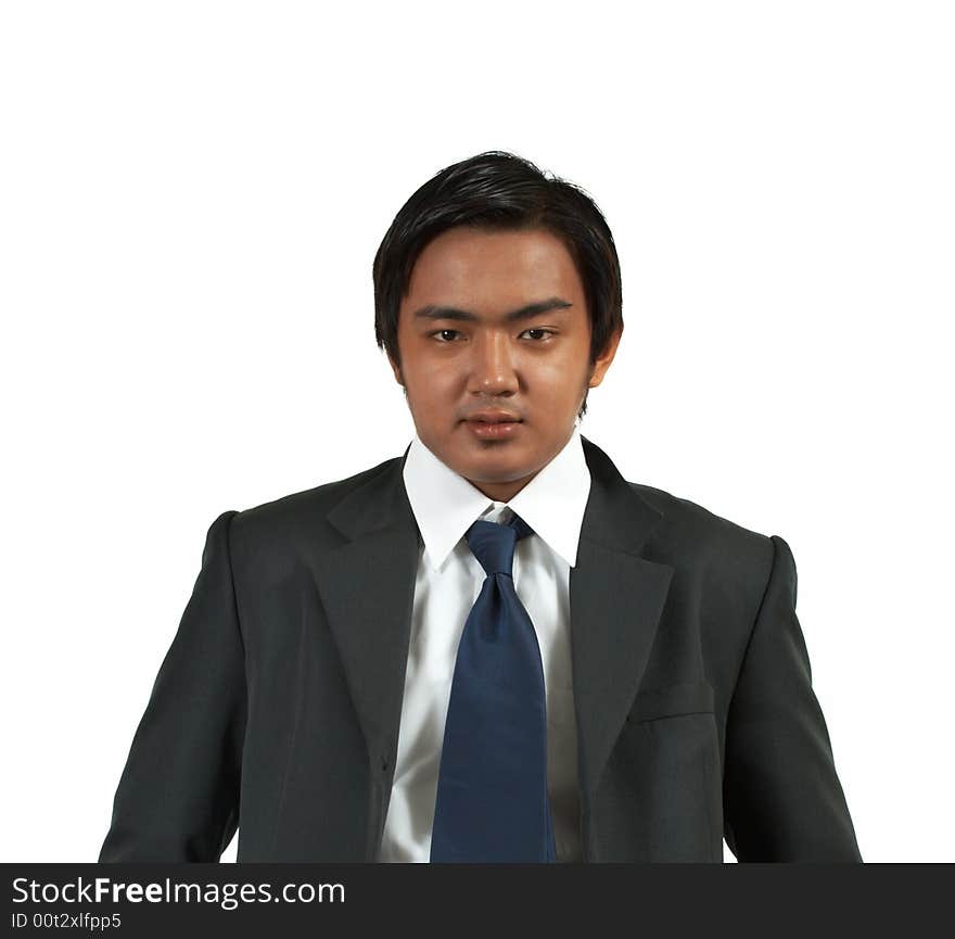 A picture of a businessman over a white background