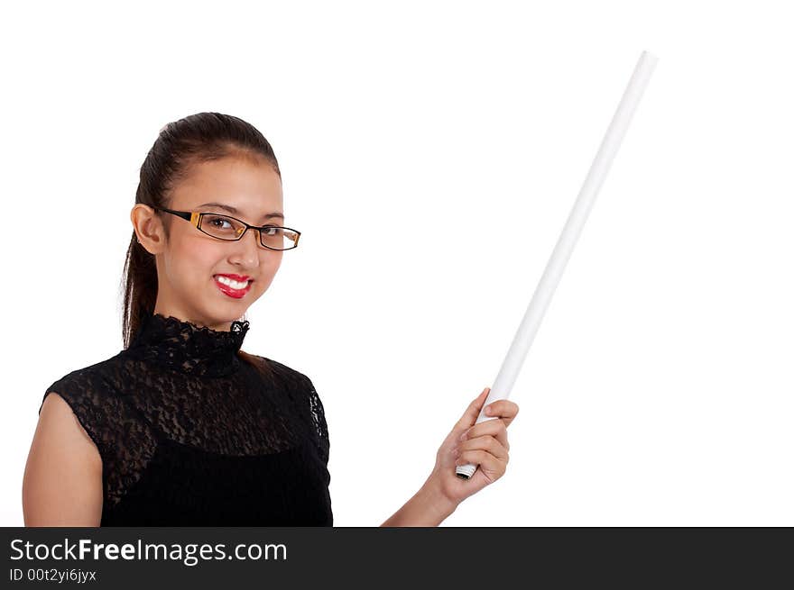 Young instructor holding stick