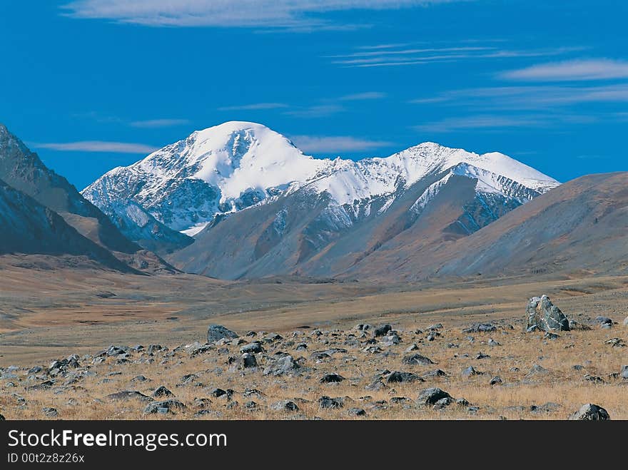 Landscape. Snow at tops of mountains. Landscape. Snow at tops of mountains.