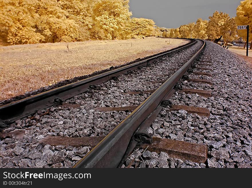 Infrared Photo â€“ Railway, Landscape, And Tree