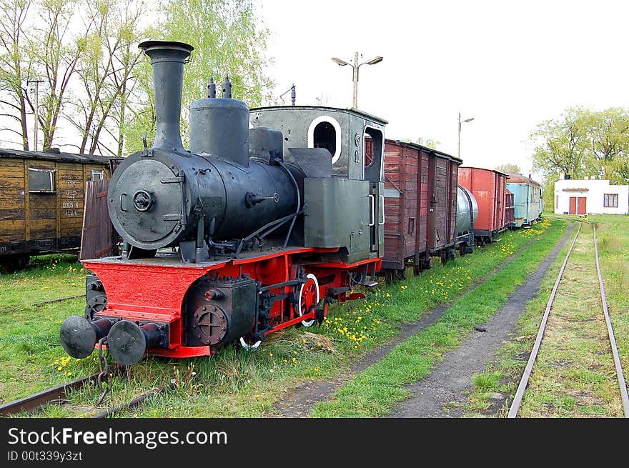 Steam train with blue sky