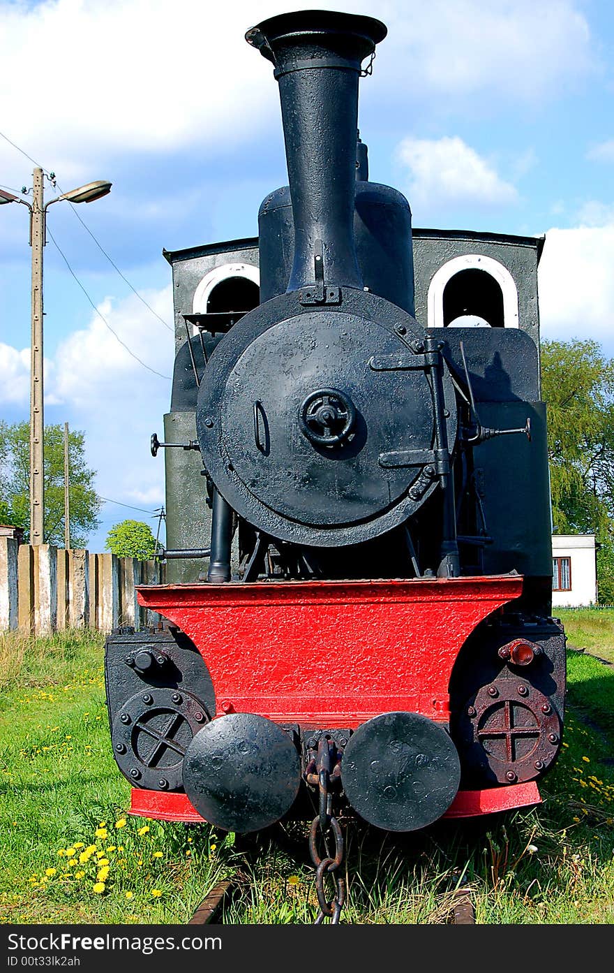 Steam train with blue sky