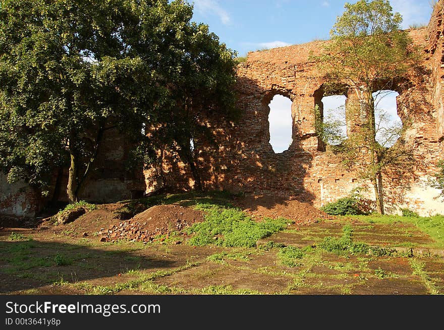 Ruins of a medieval castle in Poland