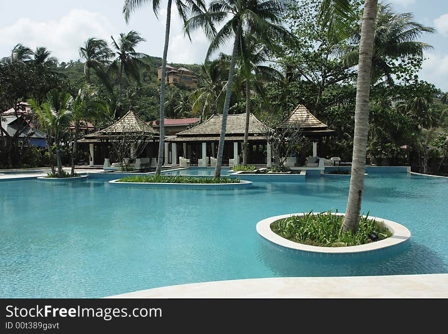 Tropical Hotel With Pool.