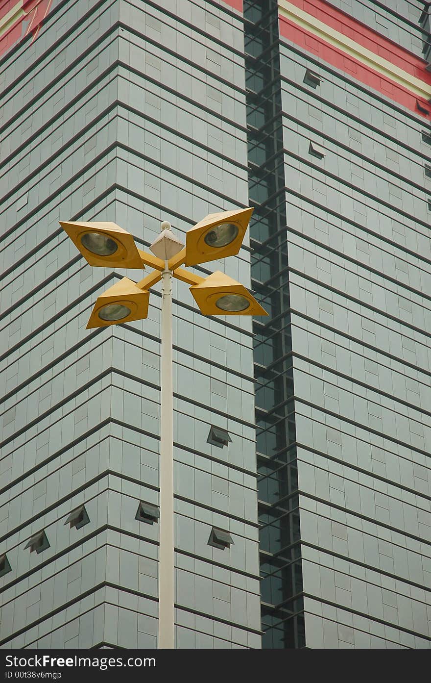 Morden building and street lamp