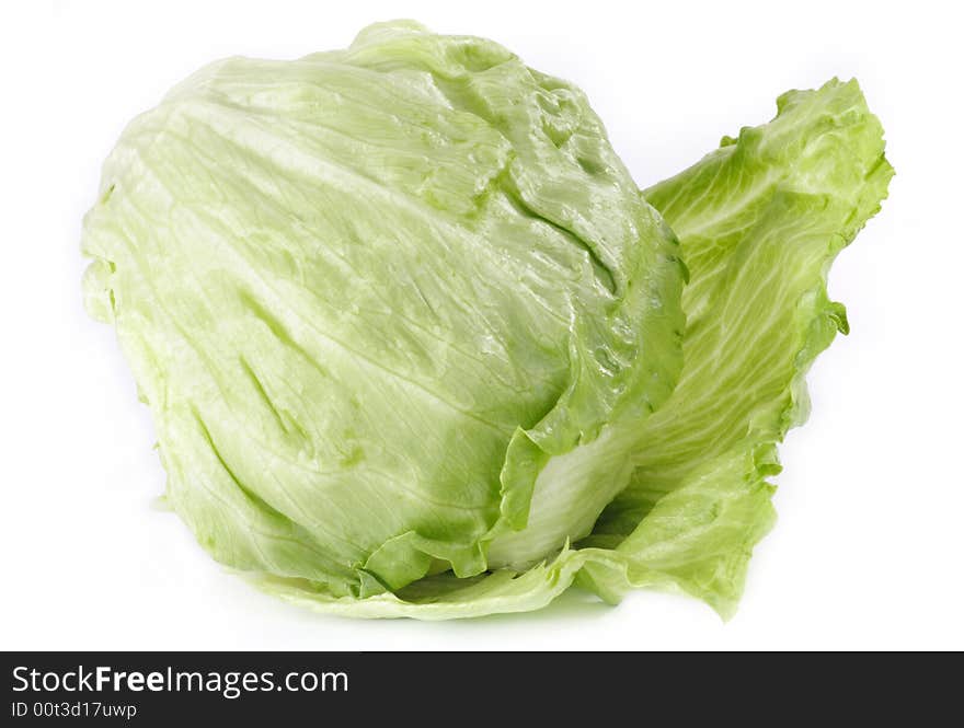 Green salad on the white background