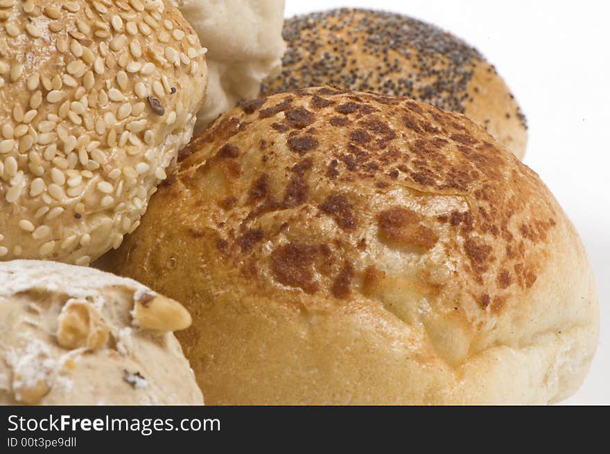 Brown bread on white background.