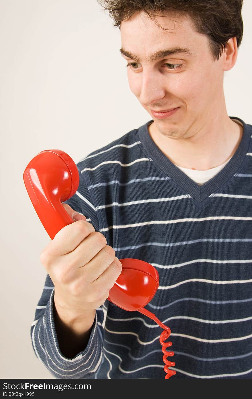 Red telephone receiver