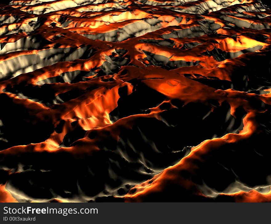 The mountains with lava