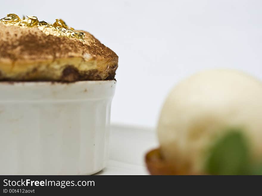 Amazing souffle made with chocolate and real gold leaf, unique!. Amazing souffle made with chocolate and real gold leaf, unique!