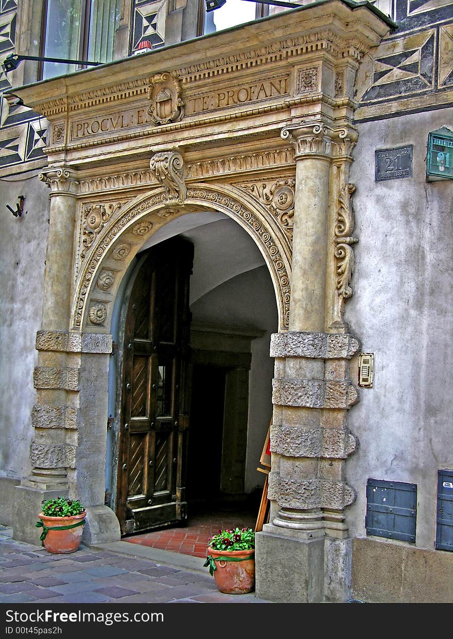 Strange gate in courtyard (Krakow, Poland). Strange gate in courtyard (Krakow, Poland)