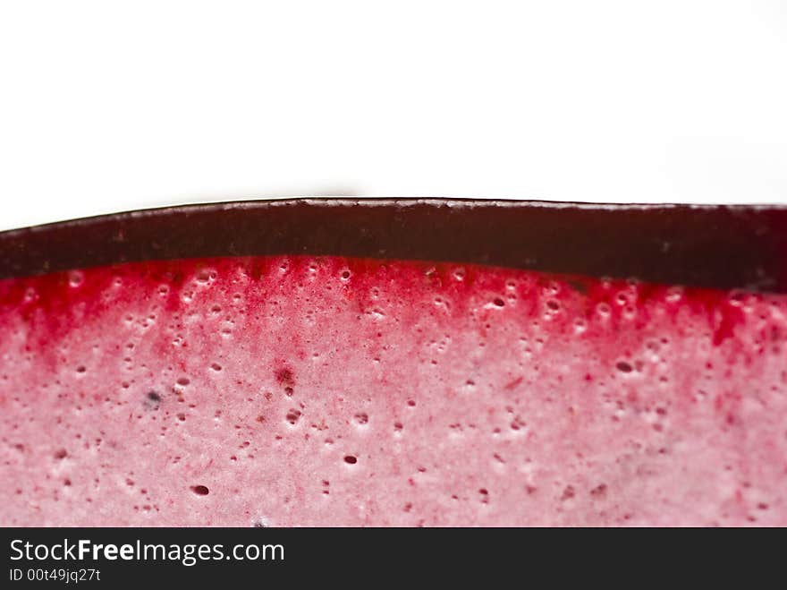 Cool macro shot of the bubbles in a black currant mousse with liqorice jelly. Cool macro shot of the bubbles in a black currant mousse with liqorice jelly