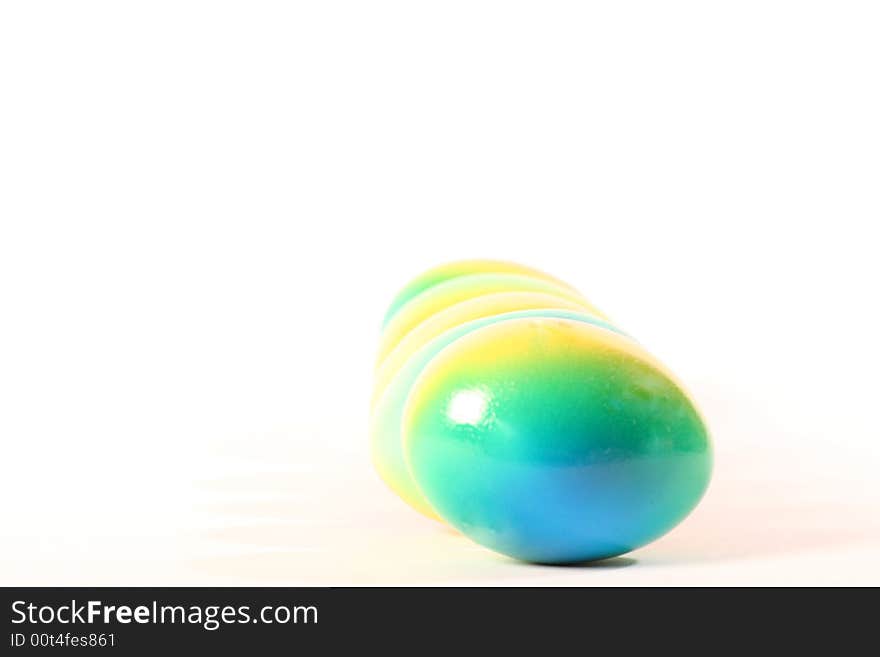 Painted eggs on a withe background.