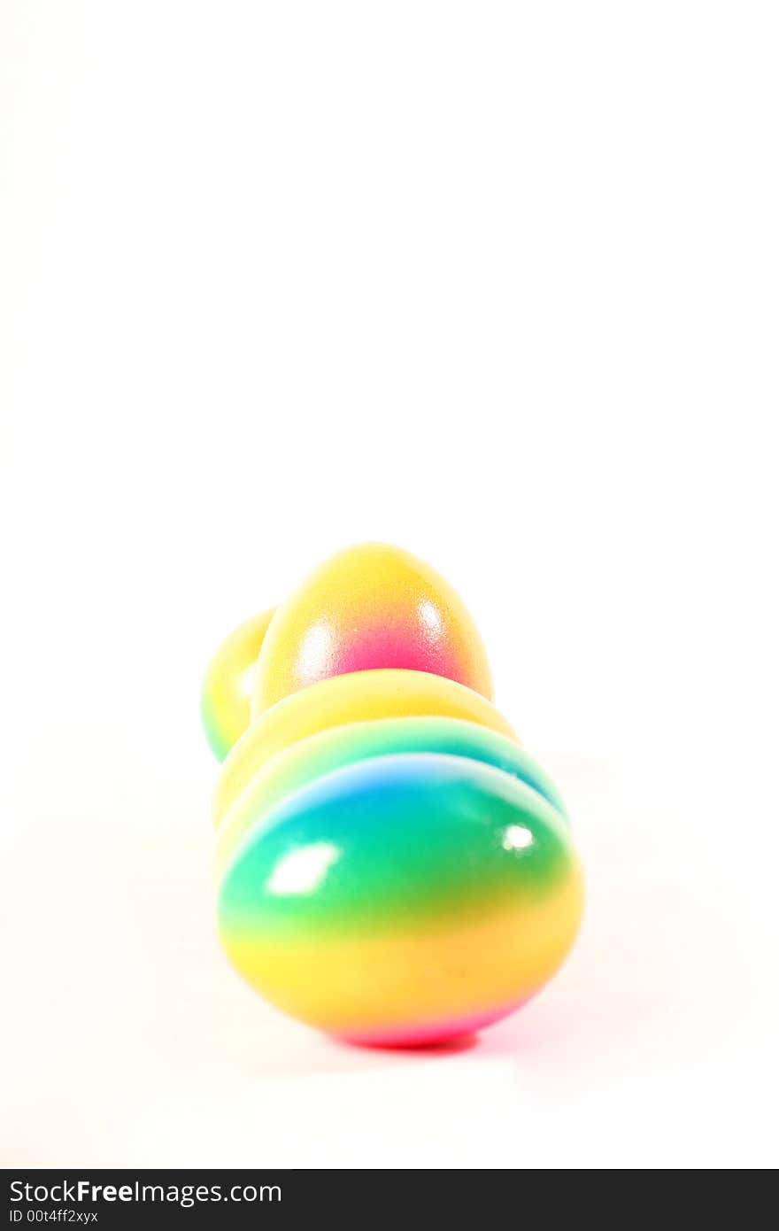 Painted eggs on a withe background.