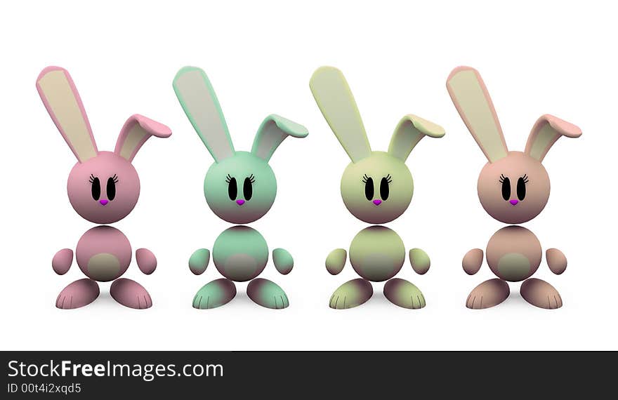 Little rabbits - isolated illustrations on white background