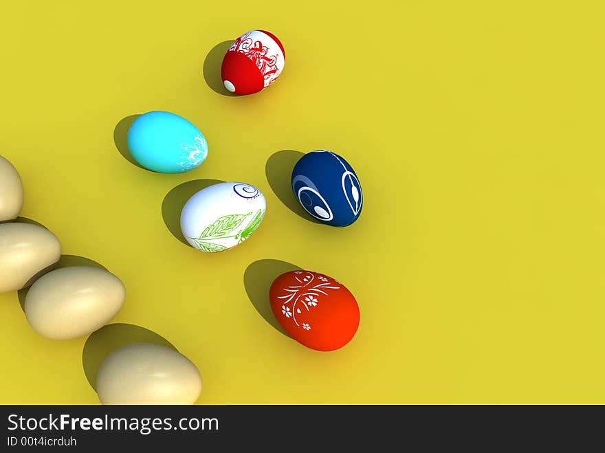 Beautiful easter eggs - 3d render