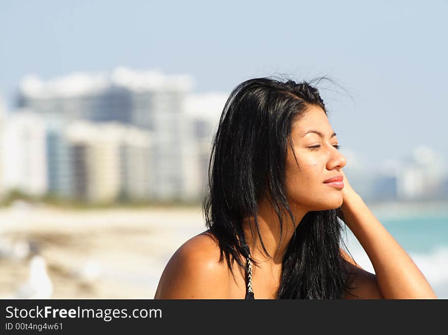 Woman at the Beach with a blurry background. Woman at the Beach with a blurry background