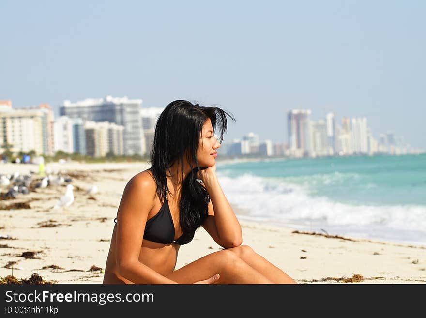 Woman at the Beach with a blurry background. Woman at the Beach with a blurry background