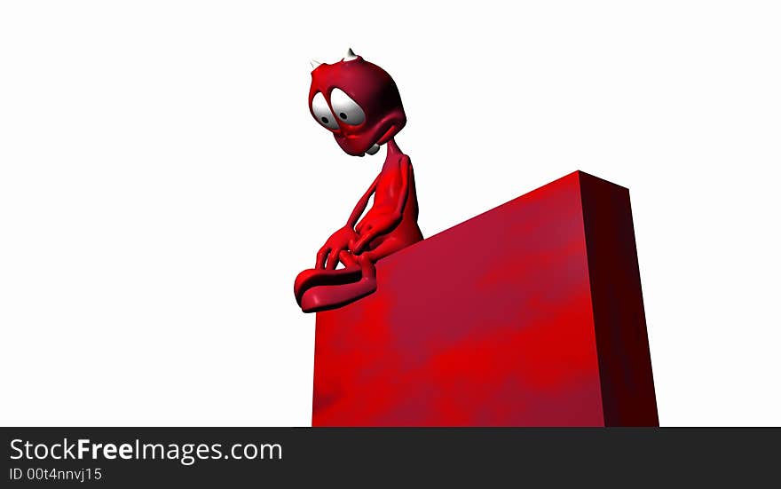 Digital render of cartoon alien