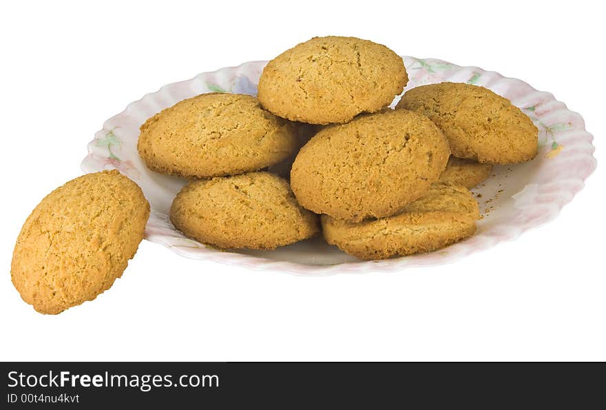 Oat cookies, isolated on white, clipping path included.