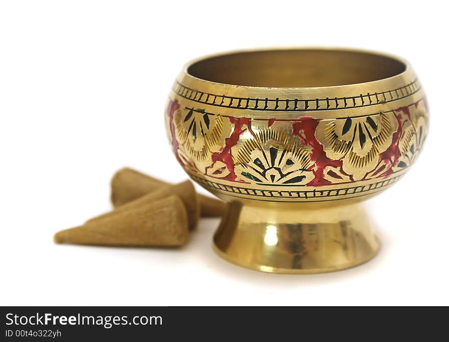 Gold candlestick for aroma