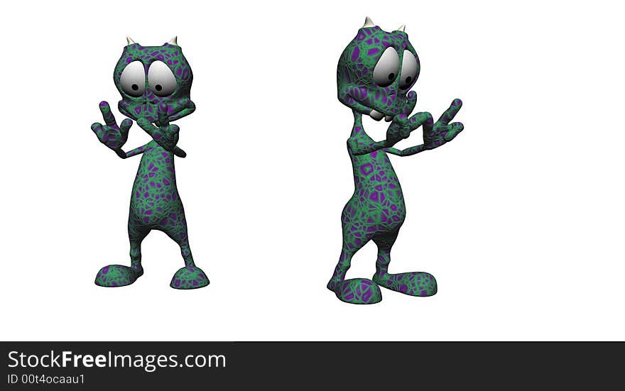 Digital render of cartoon alien