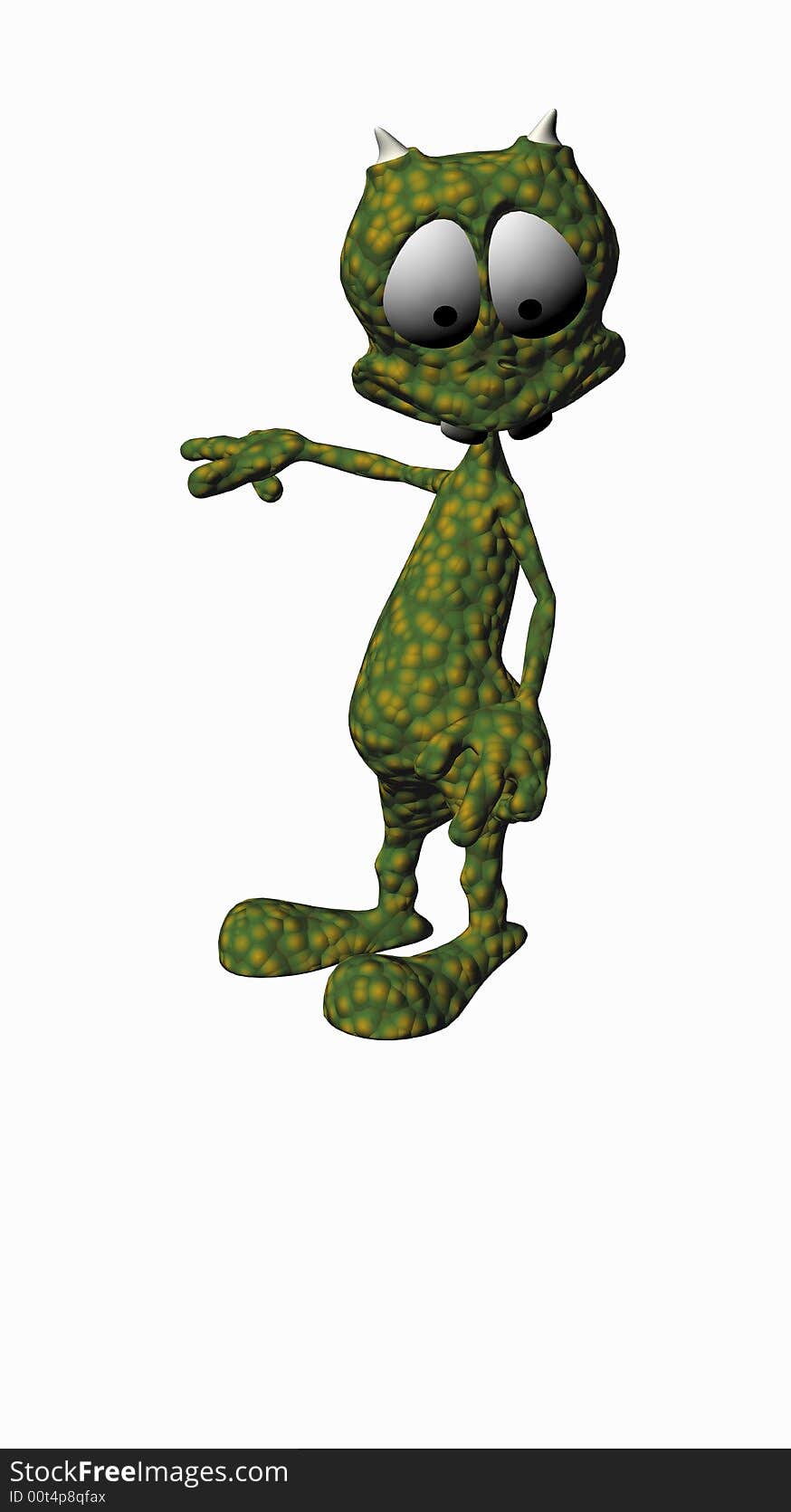 Digital render of cartoon alien