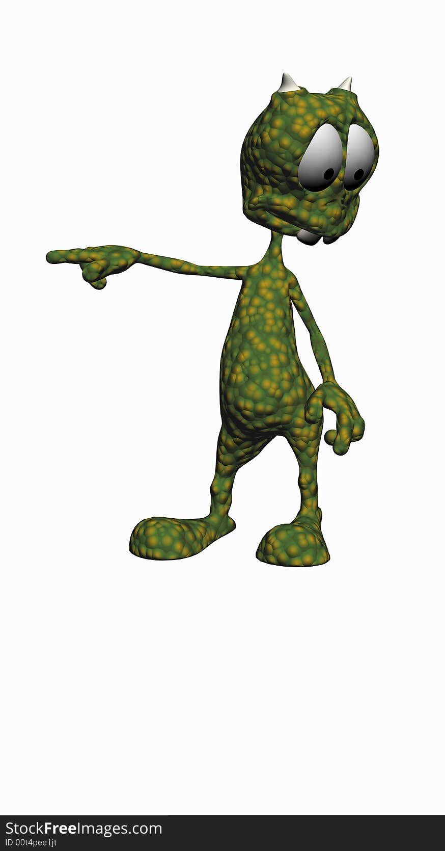 Digital render of cartoon alien