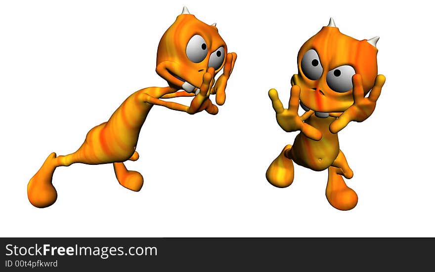 Digital render of cartoon alien