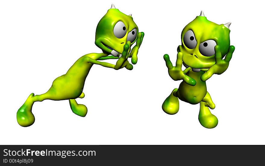 Digital render of cartoon alien