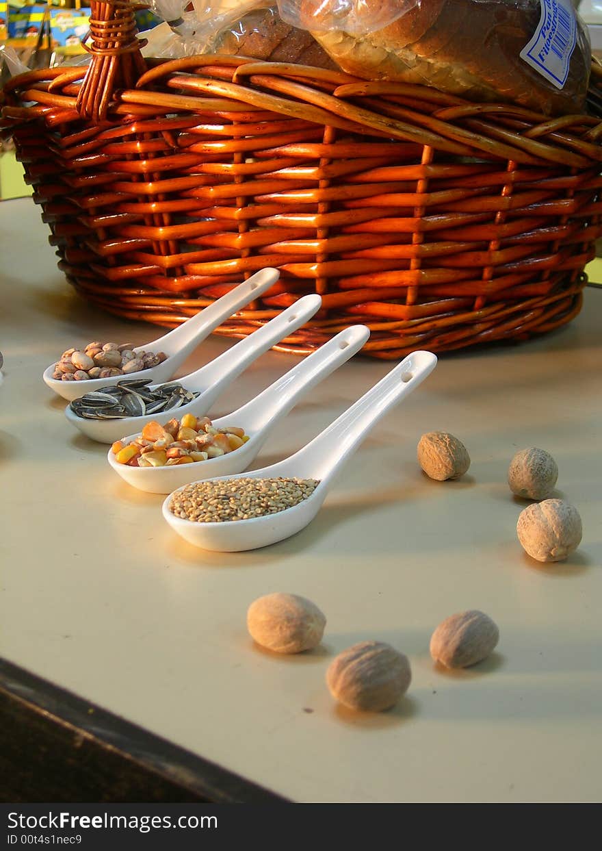 Dried beans and grains in a natural products store.