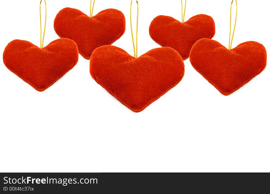 Red hearts isolated on white background