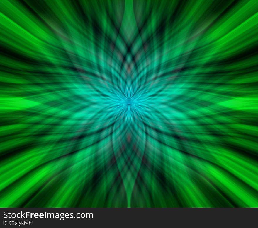 Curved lines of green and pale blue light on black background. Curved lines of green and pale blue light on black background.