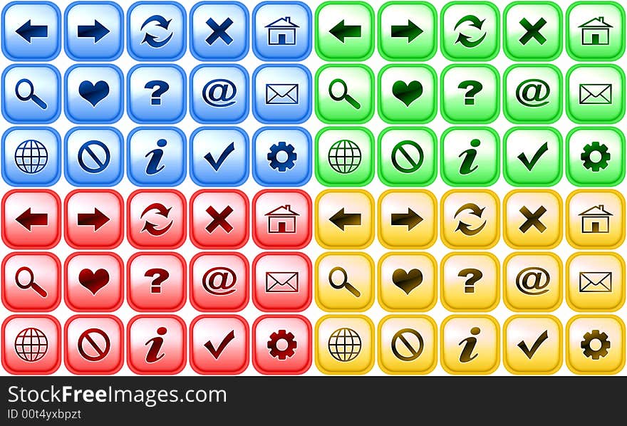 Set of color buttons for internet browser