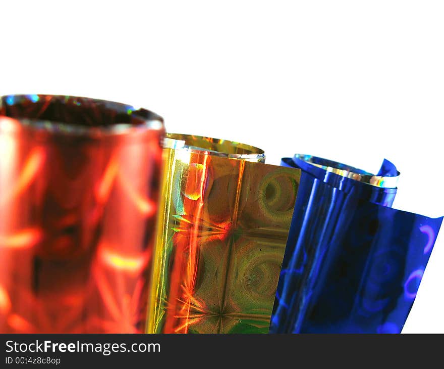 Set of colored packing paper isolated on white background