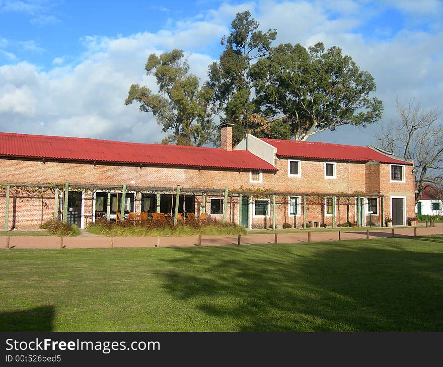 Rural Cottage, fields and sky