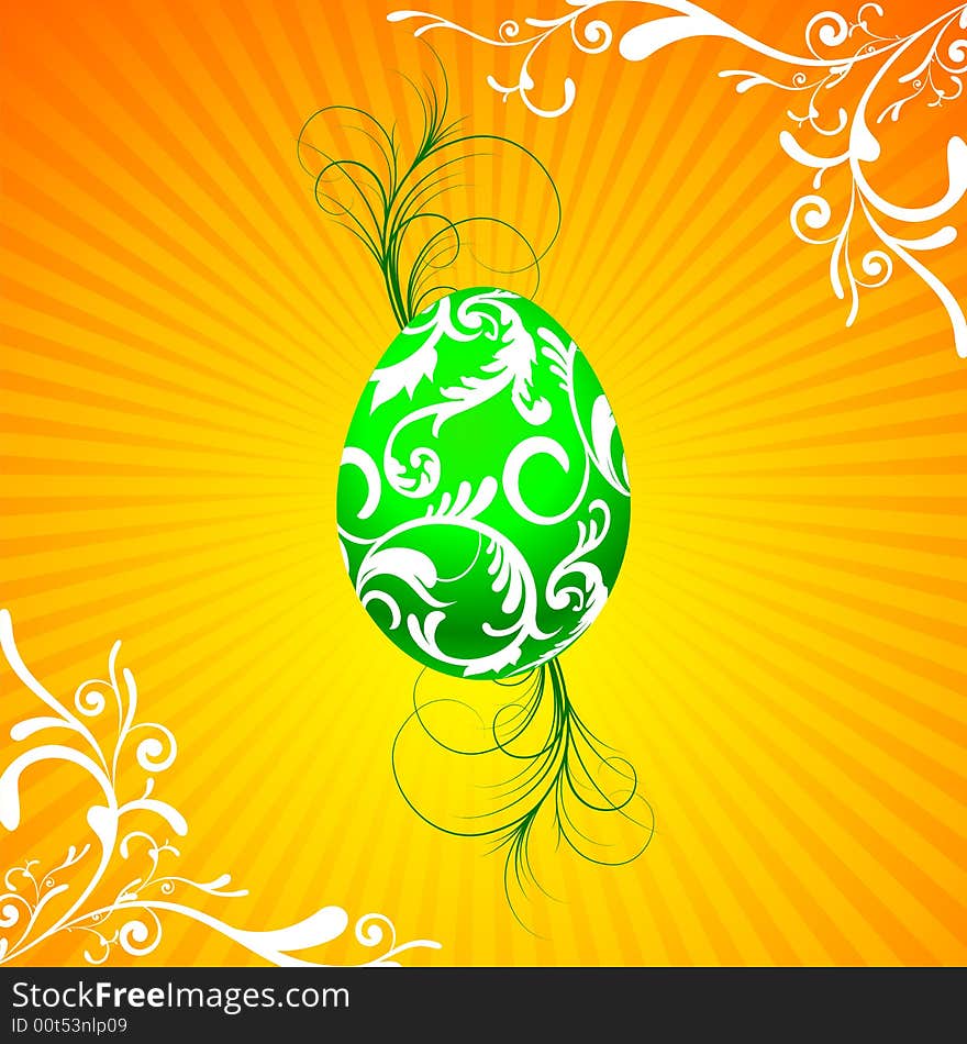 Easter illustration with painted egg on bright background