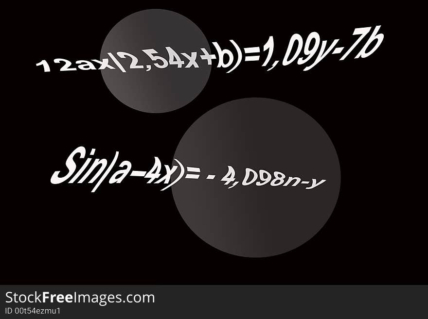 Abstract illustration - formulas on the black background