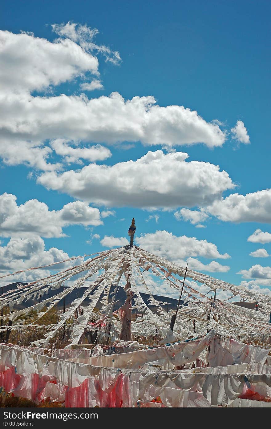 Buddhistic flags in tibet,china