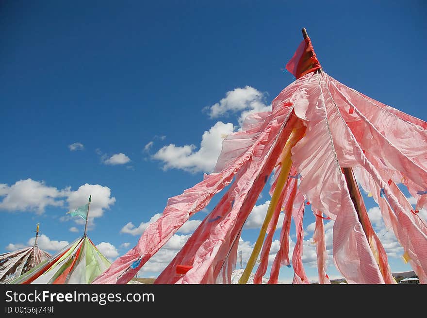 Buddhistic flags in tibet,china