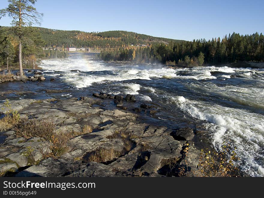 Waterfall Storforsen, biggest in Sweden