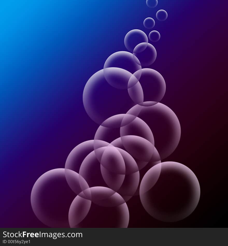 Bubbles Rise in Pink and Blue Light in an Abstract Underwater Illustration. Bubbles Rise in Pink and Blue Light in an Abstract Underwater Illustration.