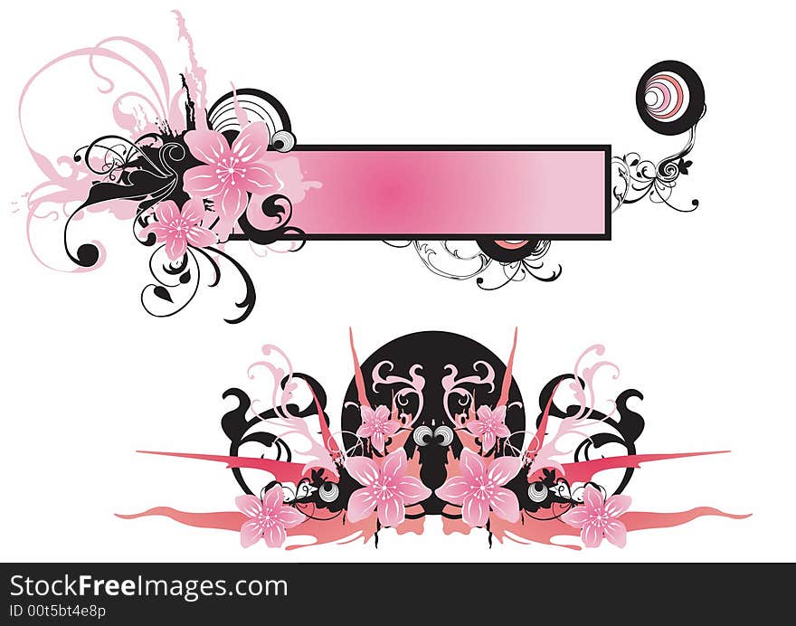 Illustration of a decorative frame and floral patterns. Illustration of a decorative frame and floral patterns