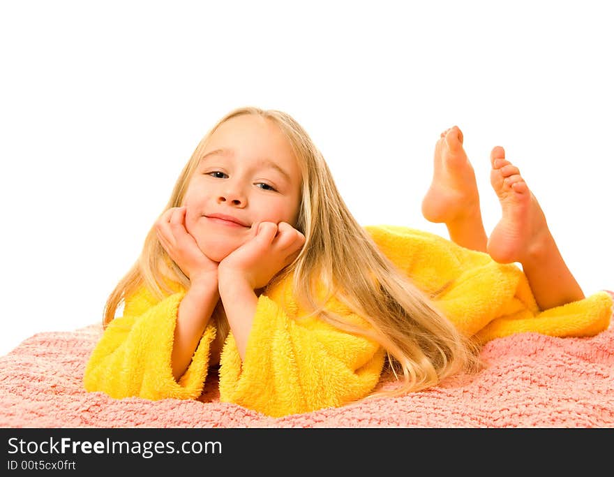 Girl Lying On A Bed And Dreaming