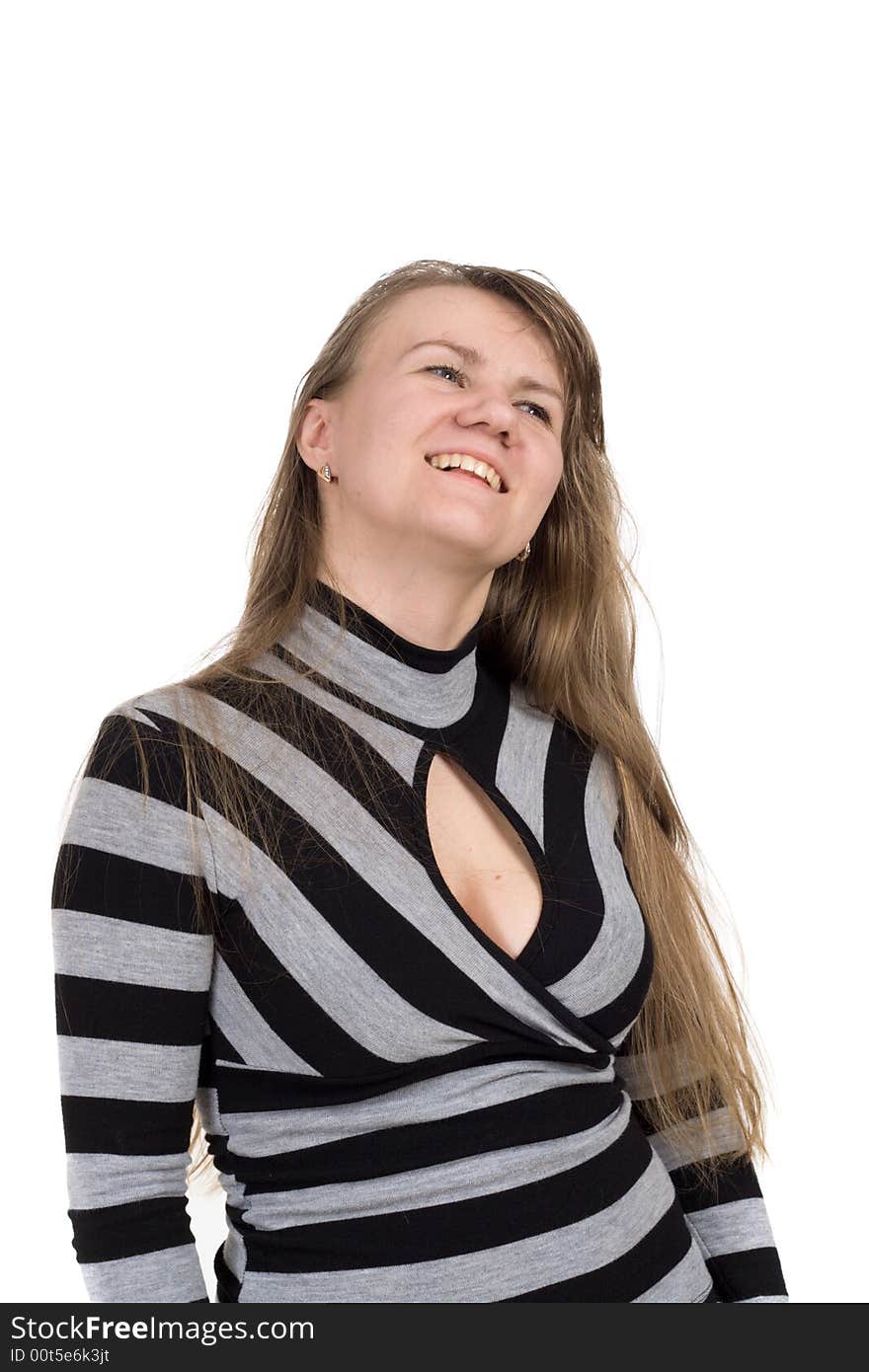 Girl with pigtail on white background