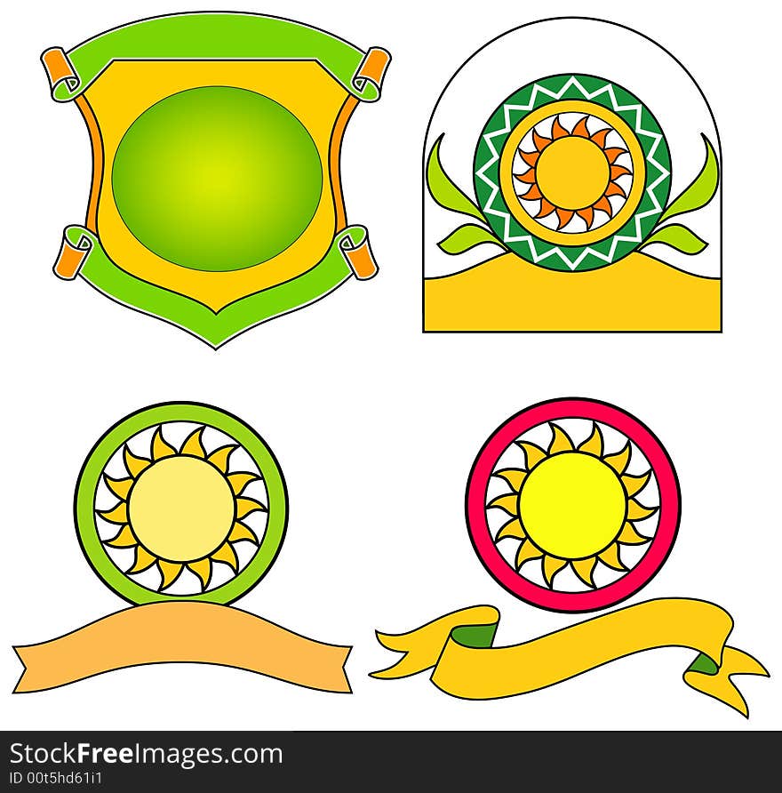 Set of color patterns for label, arm, packing, illustration