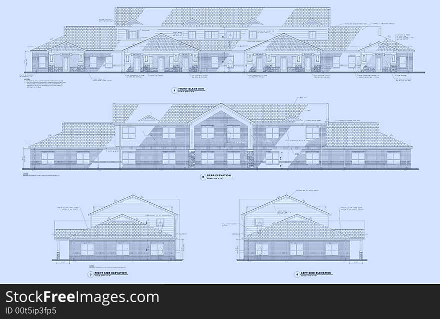 Elevations drawing of office building suites