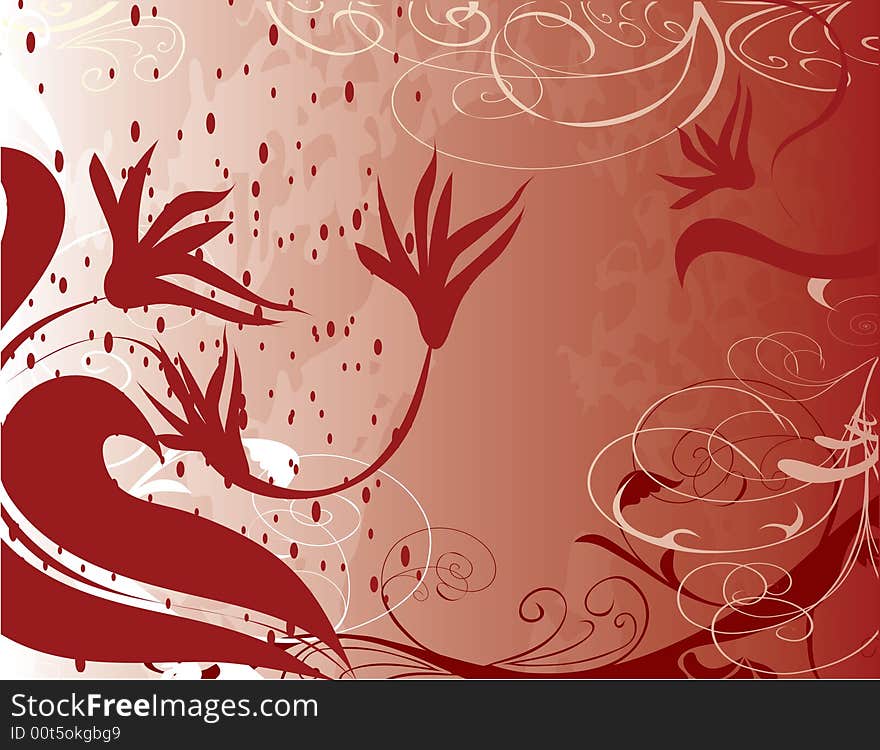 Beautiful flowers abstract on red background