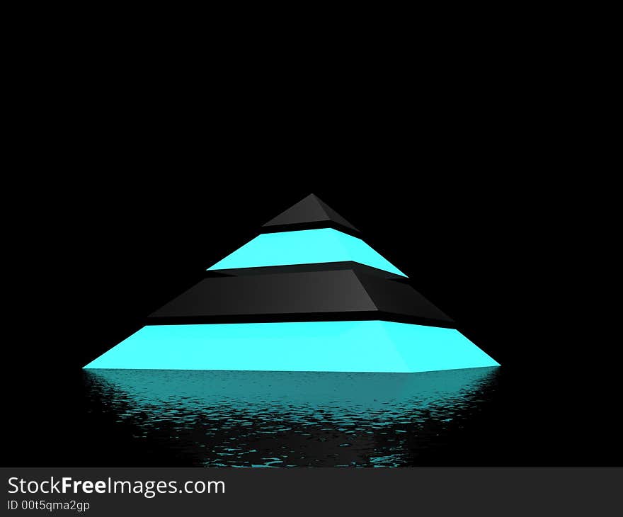 Double color pyramid - cyan and black. EMO style